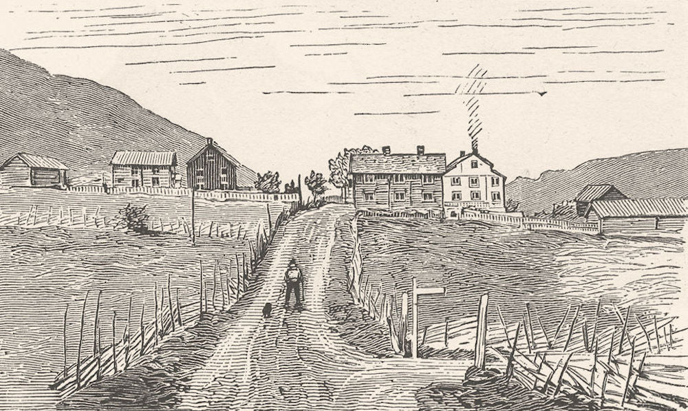 NORWAY. Frydenlund 1890 old antique vintage print picture